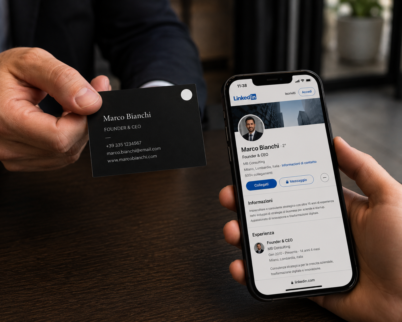 Professionista: sticker per condividere profilo LinkedIn o contatto